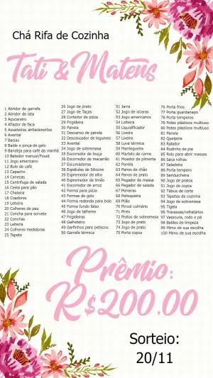 Convite Chá Rifa de Cozinha Floral para Editar Online