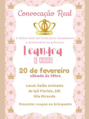 Convite de Aniversário Reinado da Princesa Editável Online