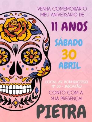 Convite de Aniversário Caveira Mexicana para Editar Online
