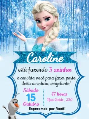 Convite Aniversário Frozen com Elsa para Editar Online