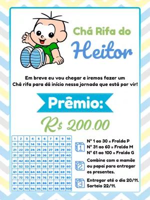 Convite Chá Rifa Cebolinha Baby Editável para Enviar Online
