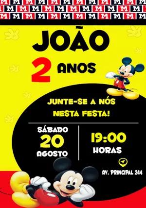 Convite de Aniversário Mickey Mouse para Editar Online
