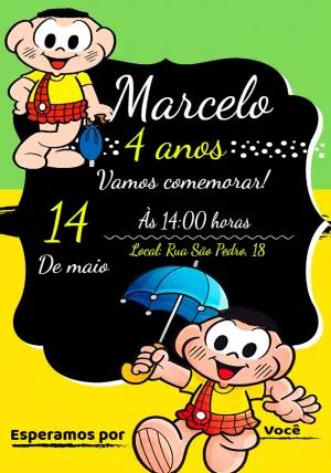 Convite de Aniversário Cascão Turma da Mônica para Editar