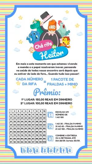Convite Chá Rifa Mundo Bita com Personagens para Editar Online