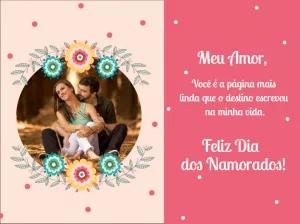 Cartão Dia dos Namorados com Foto Floral para Editar Online