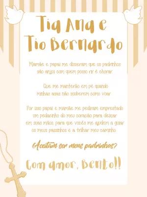 Convite Padrinhos de Batismo com Poema para Editar Online