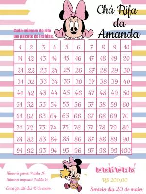 Chá Rifa Minnie Baby: Convite Editável Online para Imprimir