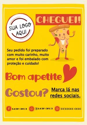 Cartão de Agradecimento Delivery Pizzaria para Editar Online