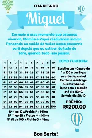 Convite Chá Rifa Balão Azul para Editar Online e Imprimir