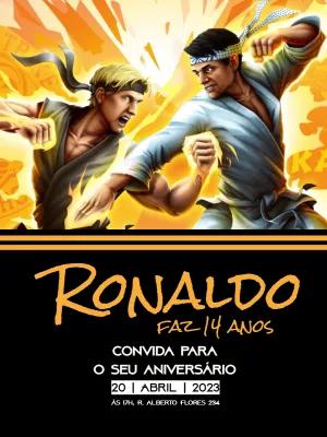 Convite Aniversário Cobra Kai com Personagens para Editar Online