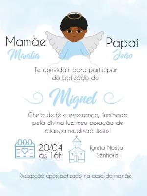 Convite Batizado Anjinho Negro Editável Online