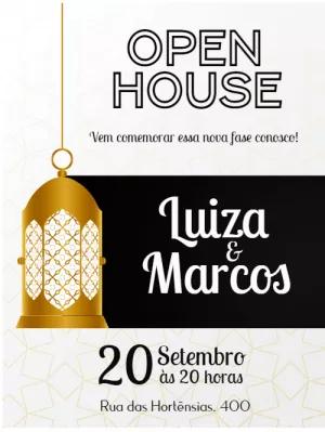 Convite Open House Moderno com Lanterna para Editar Online