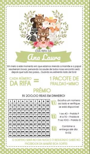 Chá Rifa Bosque Menina com Animais Fofos para Editar Online
