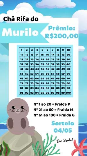Chá Rifa Fundo do Mar com Foca para Editar Online