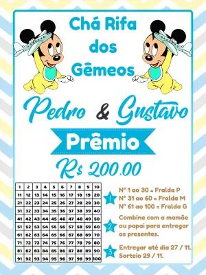 Chá Rifa Gêmeos Mickey Mouse Bebê para Editar Online