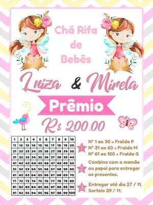 Chá Rifa Gêmeas Jardim Encantado para Editar Online
