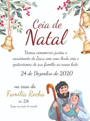 Convite Ceia de Natal Religioso para Editar Online