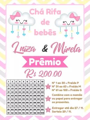 Chá Rifa Gêmeas Chuva de Amor Editável Online para Imprimir