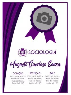 Convite de Formatura Sociologia com Foto para Editar Online