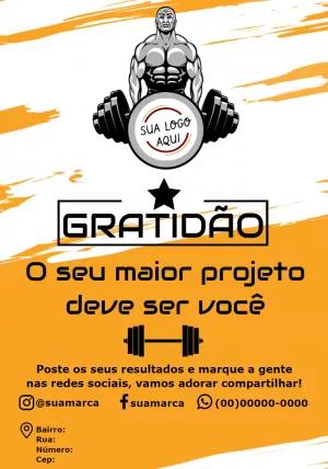 Cartão de Agradecimento Fitness com Halteres para Editar