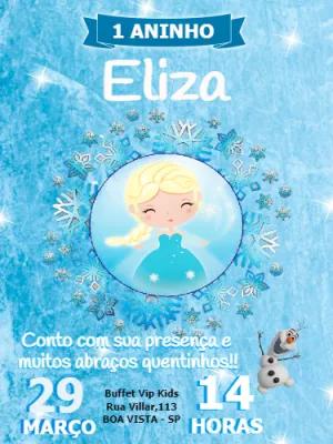 Convite Aniversário Frozen com Princesa do Gelo para Editar
