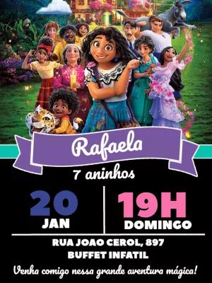 Convite de Aniversário Encanto com Personagens para Editar