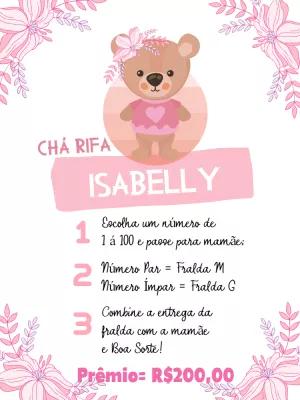 Convite Chá Rifa Ursinha Floral para Editar Online