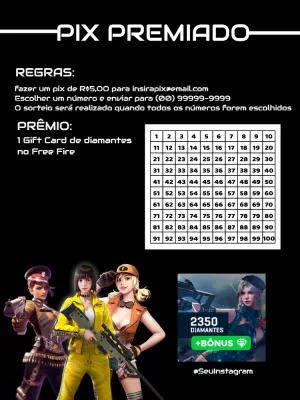 Rifa Pix Premiado Free Fire: Arte Editável para Sorteio Online