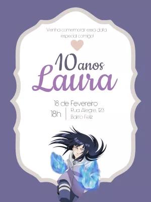 Convite de Aniversário Hinata Naruto Editável Online