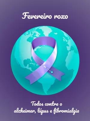 Post Fevereiro Roxo com Laço e Planeta para Editar Online