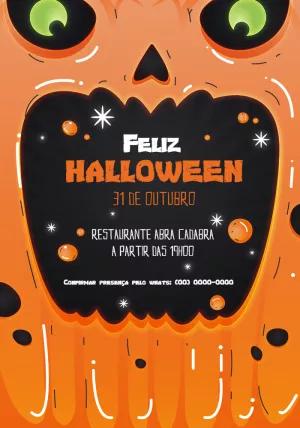 Convite de Halloween com Abóbora Assustadora para Editar Online