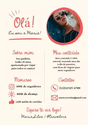 Mídia Kit para Influencer com Foto para Editar Online