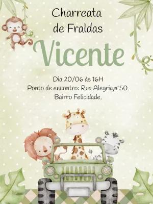 Convite Charreata de Fraldas Safari Editável Online