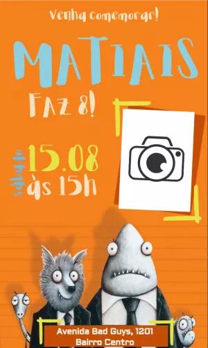Convite Aniversário Os Caras Malvados com Foto para Editar