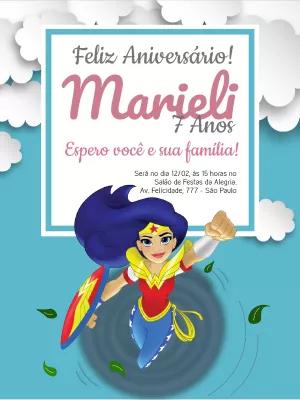 Convite de Aniversário Mulher Maravilha para Editar Online