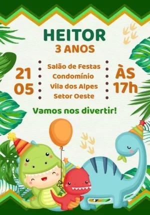 Convite Aniversário Dinossauro Infantil para Editar Online