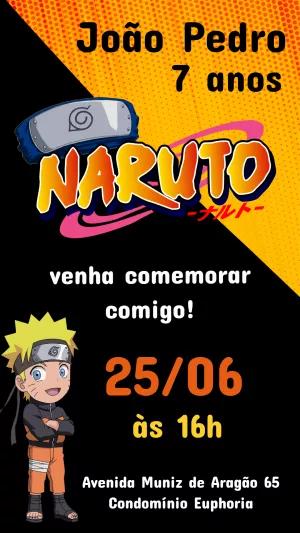 Convite de Aniversário Naruto Chibi para Editar Online