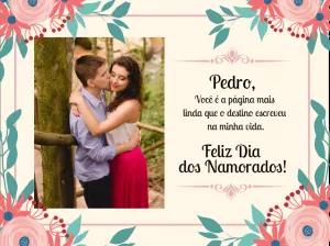 Cartão Dia dos Namorados com Foto Floral para Editar Online