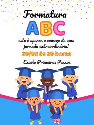 Convite Formatura ABC Infantil com Crianças para Editar Online