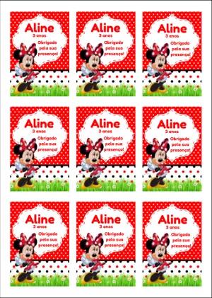Tag de Agradecimento Minnie Vermelha para Editar Online