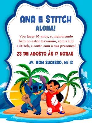 Convite de Aniversário Lilo e Stitch para Editar Online