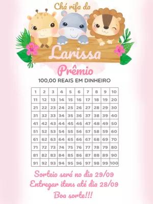 Chá Rifa Safari Menina com Animais Fofos para Editar Online