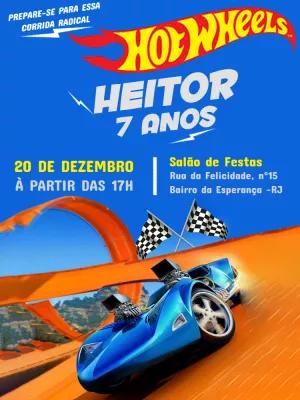 Convite de Aniversário HotWheels para Editar Online