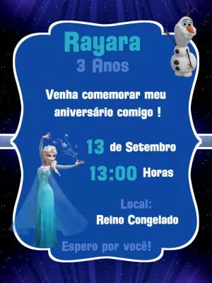 Convite de Aniversário Frozen com Elsa e Olaf para Editar
