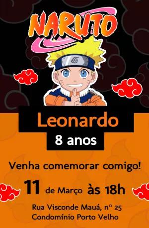 Convite de Aniversário Naruto Chibi para Editar Online
