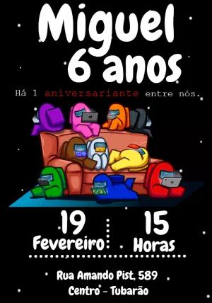 Convite de Aniversário Among Us com Crewmates para Editar Online