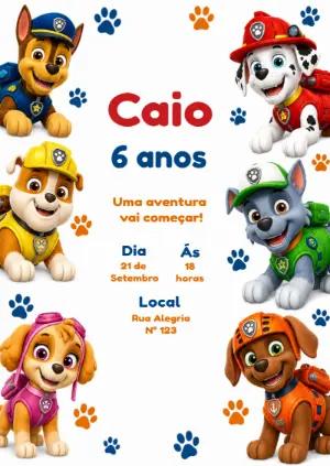 Convite de Aniversário Patrulha Canina: Modelo Digital Editável