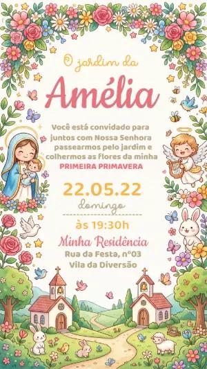 Convite Primeira Primavera Jardim de Nossa Senhora Editável