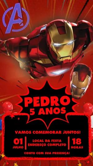 Convite Animado Aniversário Homem de Ferro para Editar Online