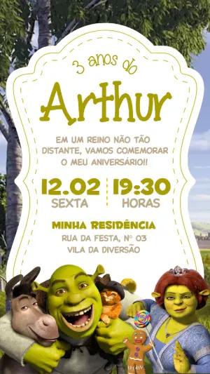 Convite de Aniversário Shrek Divertido para Editar